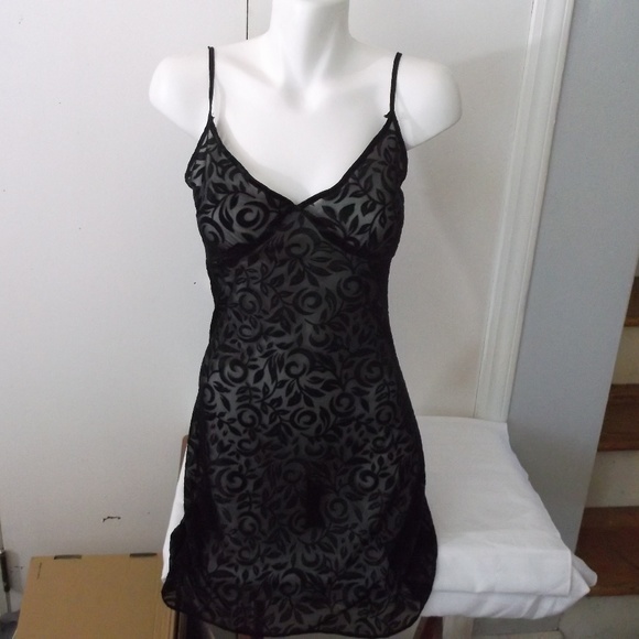 Unbranded Other - Black Floral Burnout Short Nighty Night Gown XS